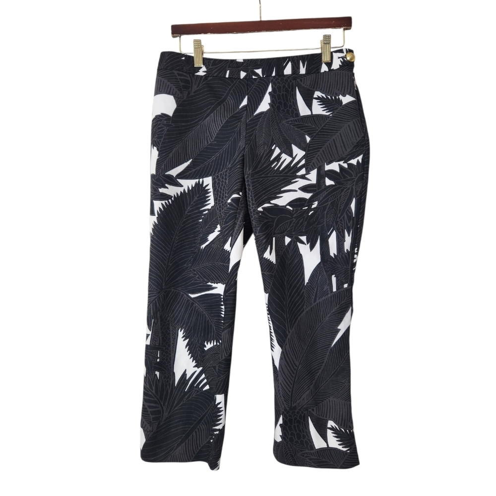 Chicos Tropical Palm Leaf Print Resortwear Cropped Pants Size 4